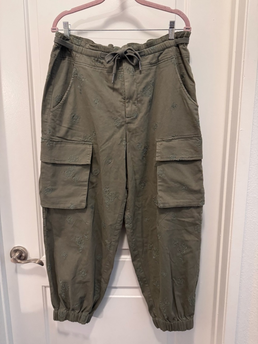 Anthropologie Pilcro Ditsy Embroidered Drawstring Cargo Pants View 5